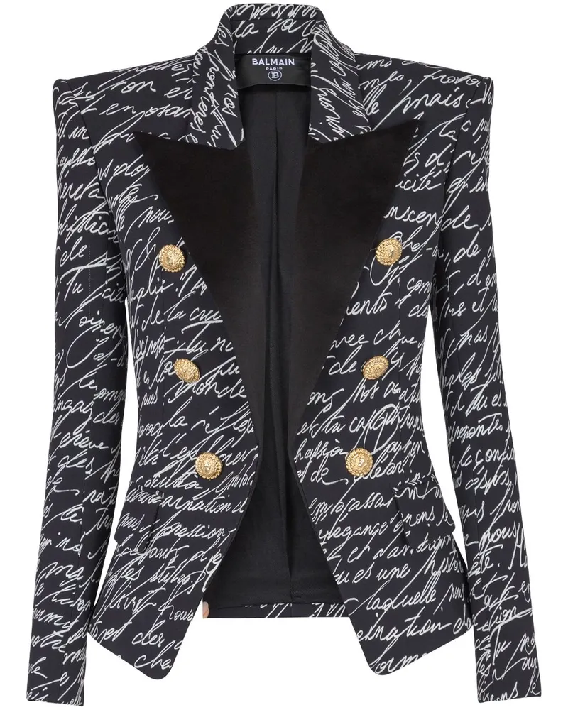 Balmain Klassische Love Letter Jacke - Schwarz Schwarz