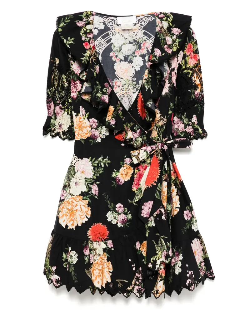 Camilla Adorned in Alexandria Minikleid mit Puffärmeln - Schwarz Schwarz