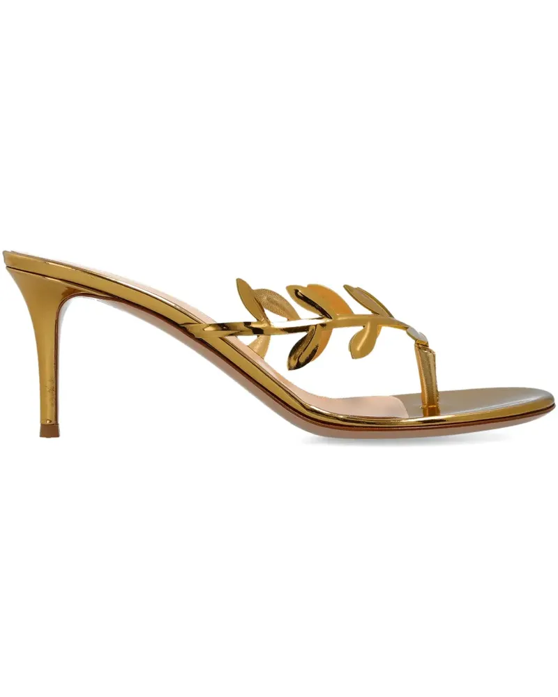 Gianvito Rossi leaf-motif heeled mules - Gold Gold