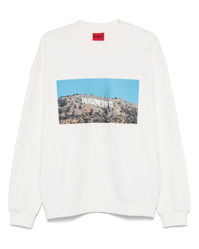 HUGO BOSS Sweatshirt mit wood-Print - Weiß Weiß