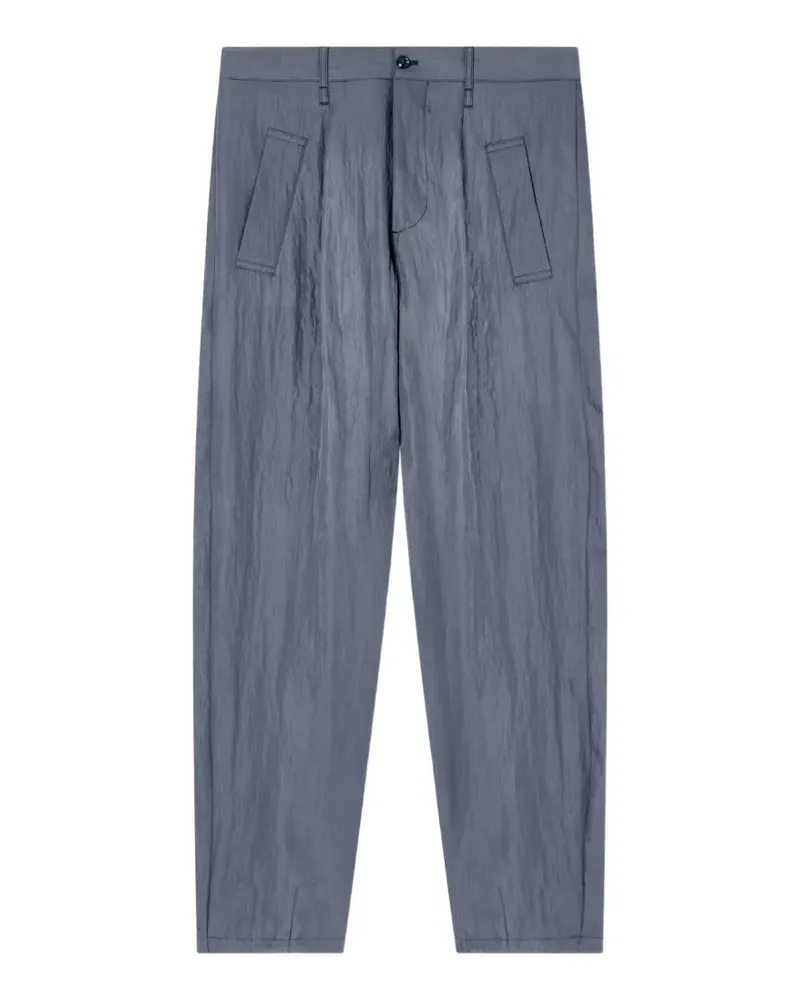 Giorgio Armani crinkled-effect pleated trousers - Blau Blau