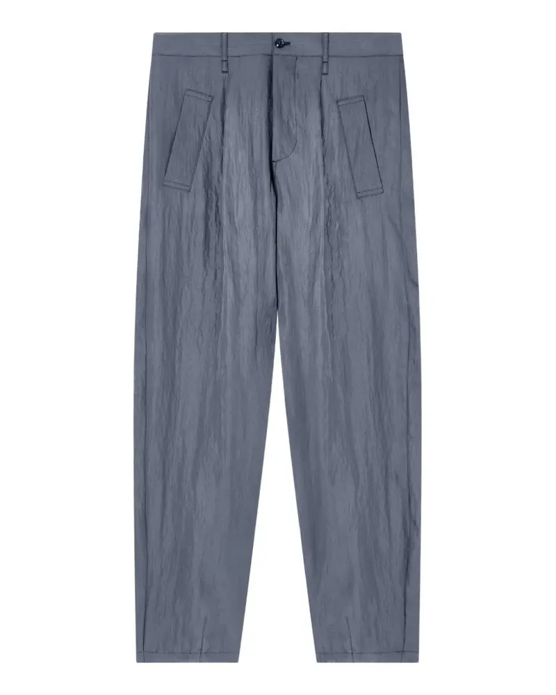 Giorgio Armani Bundfaltenhose mit Knitteroptik - Blau Blau