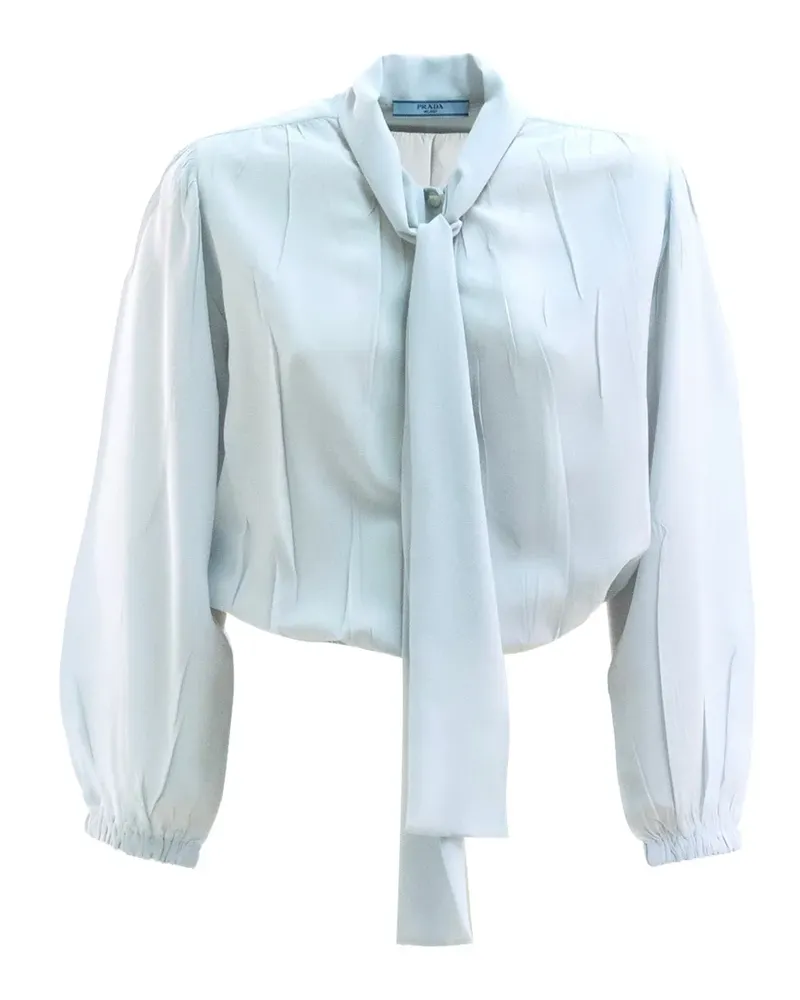 Prada Bluse mit Schleifenkragen - Blau Blau