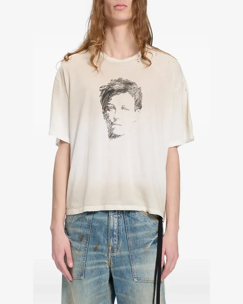 Ann Demeulemeester Lu Portrait T-Shirt - Weiß Weiß