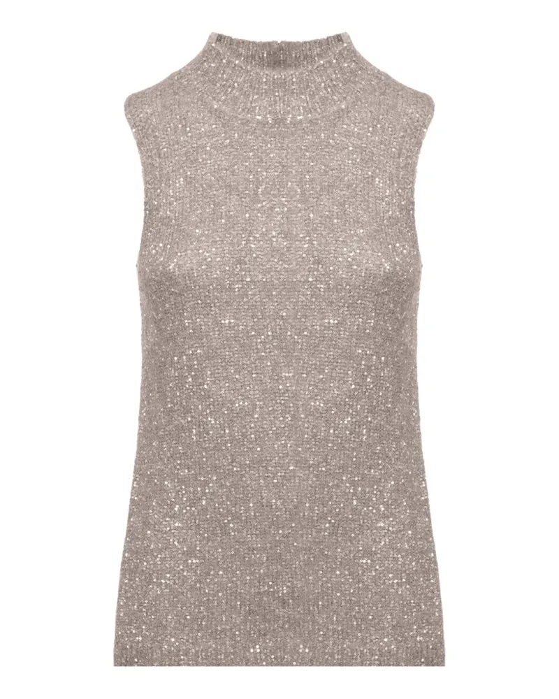 D.EXTERIOR sequin-embellished high-neck top - Nude Nude