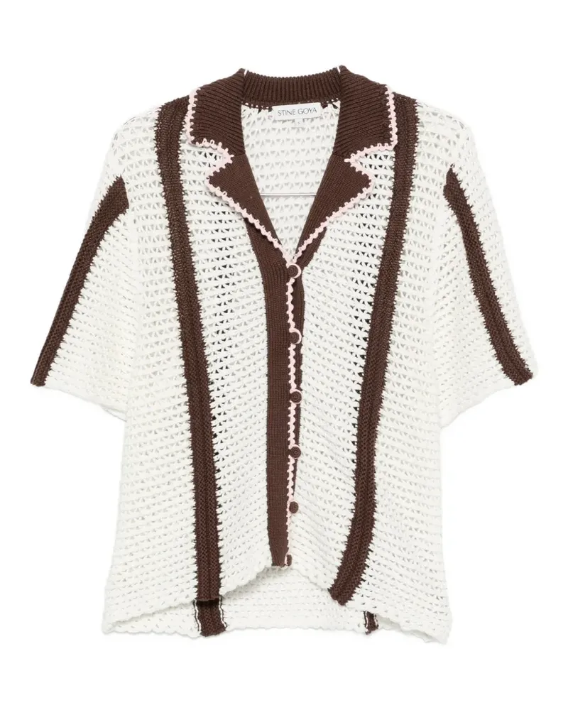 Stine Goya crochet-knit striped cardigan - Weiß Weiß