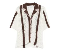 Gehäkelter Cardigan mit Streifen - Weiß