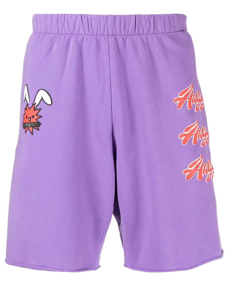 Natasha Zinko Joggingshorts mit Slogan-Print - Violett Violett