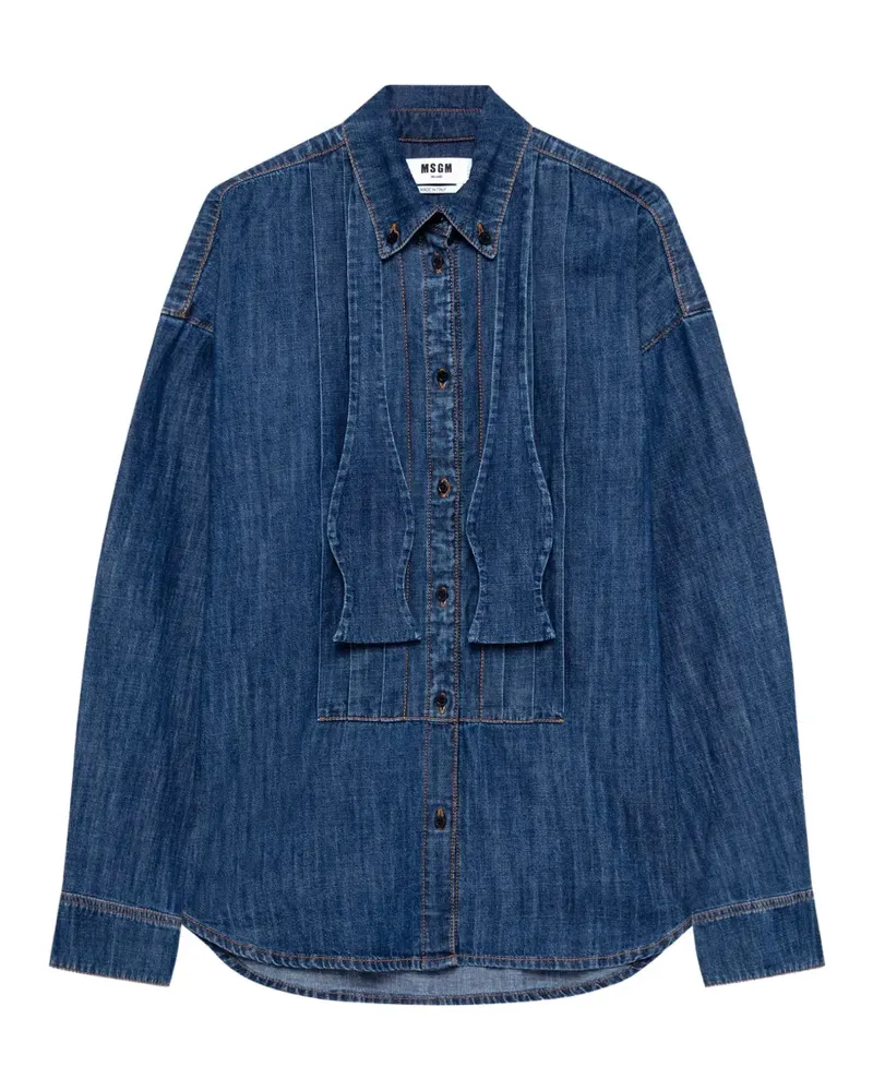MSGM Plissiertes Hemd mit Schleife - Blau Blau