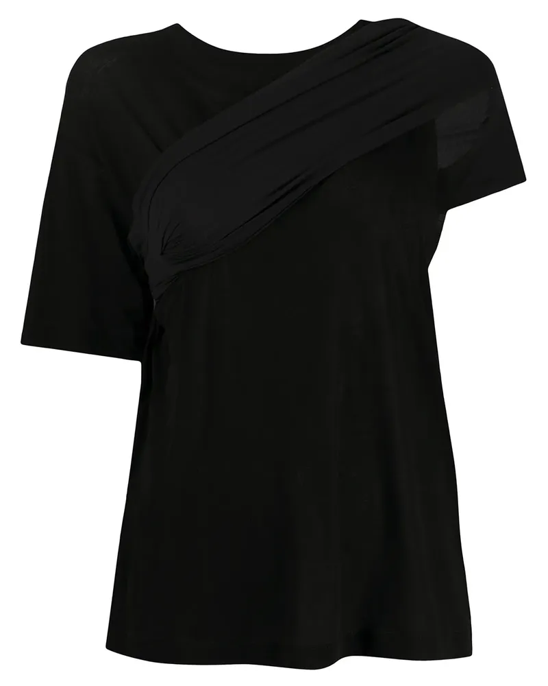 Unravel Asymmetrisches T-Shirt - Schwarz Schwarz