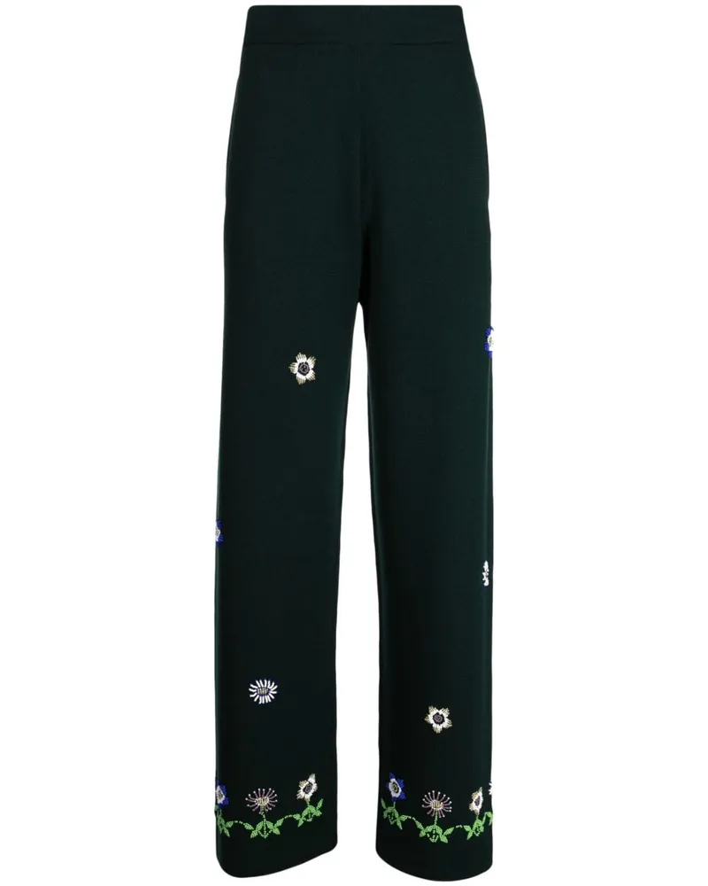 BODE Hose mit Blumenstickerei - Grün Grün