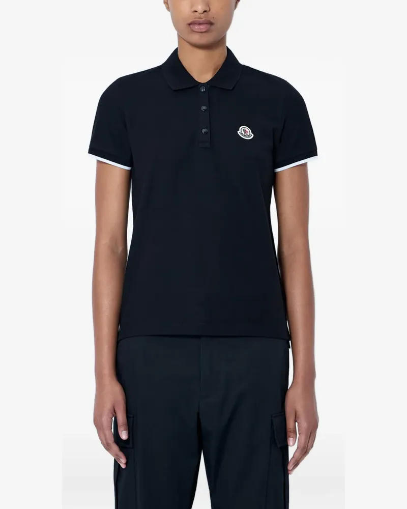 Moncler logo-patch piqué polo shirt - Schwarz Schwarz