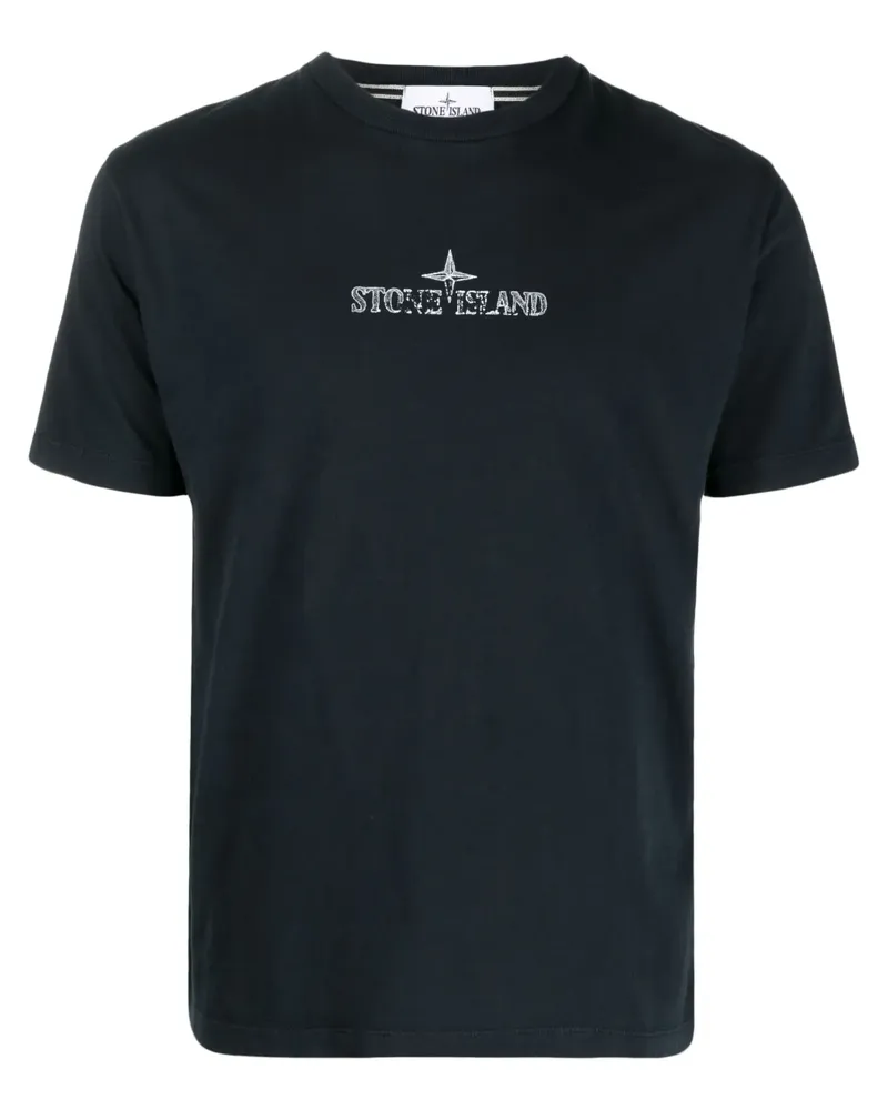 Stone Island T-Shirt mit Logo-Print - Blau Blau