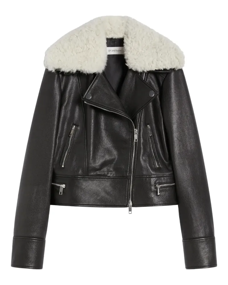 Max Mara shearling collar zip jacket - Schwarz Schwarz