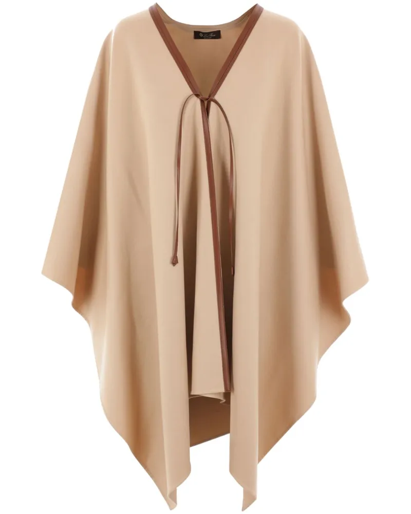 Loro Piana Cape aus Kaschmir mit Lederbesatz - Braun Braun