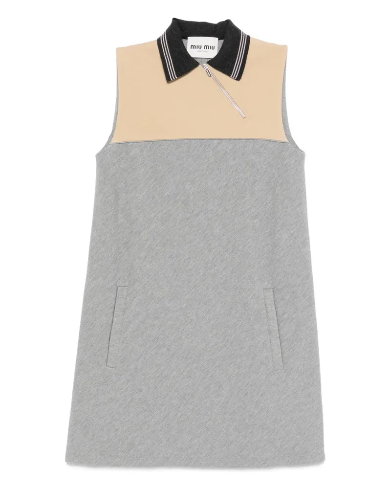 Miu Miu Poloshirtkragen-Minikleid mit kurzem Reißverschluss - Grau Grau