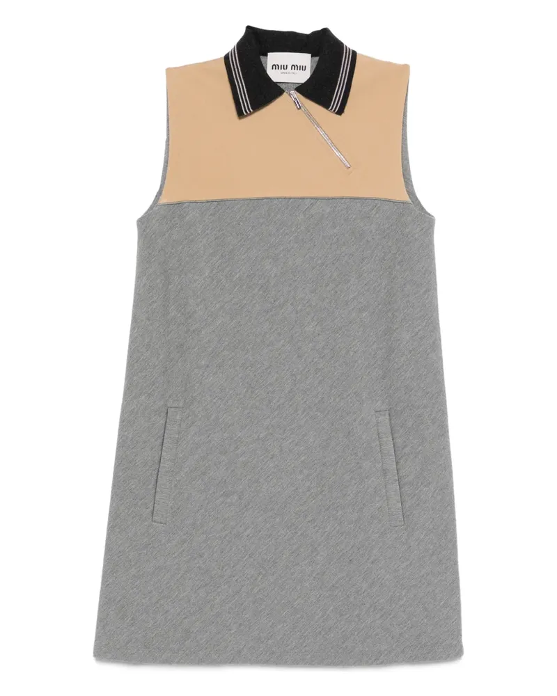Miu Miu half-zip polo-collar mini dress - Grau Grau