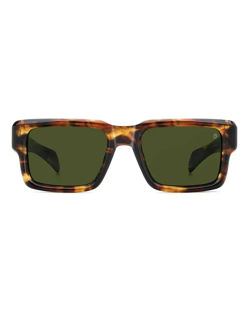EYEWEAR by DAVID BECKHAM tortoiseshell-effect rectangle-frame sunglasses - Braun Braun