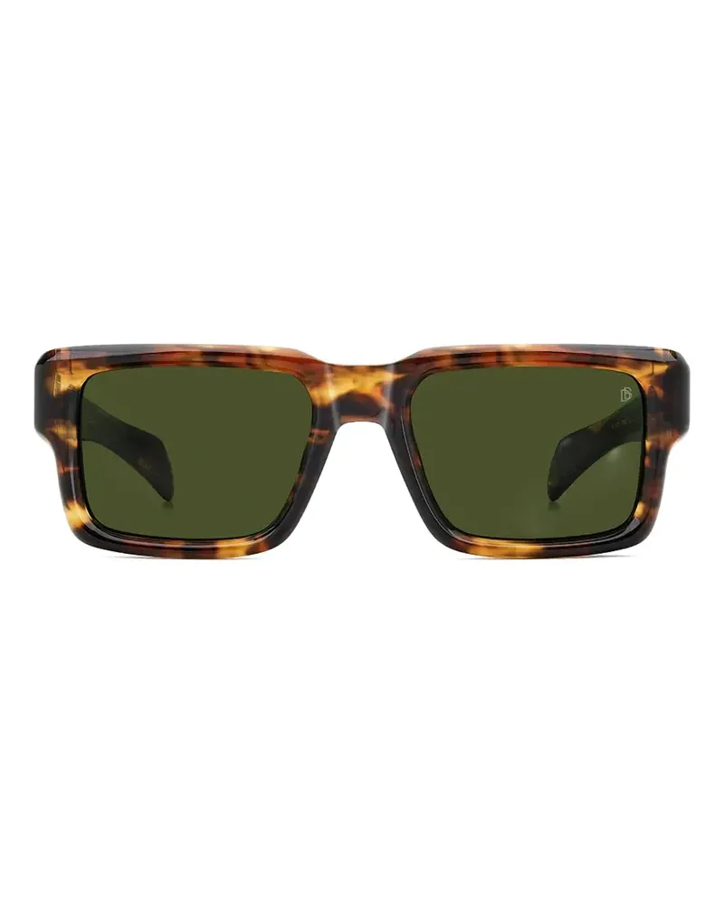EYEWEAR by DAVID BECKHAM tortoiseshell-effect rectangle-frame sunglasses - Braun Braun