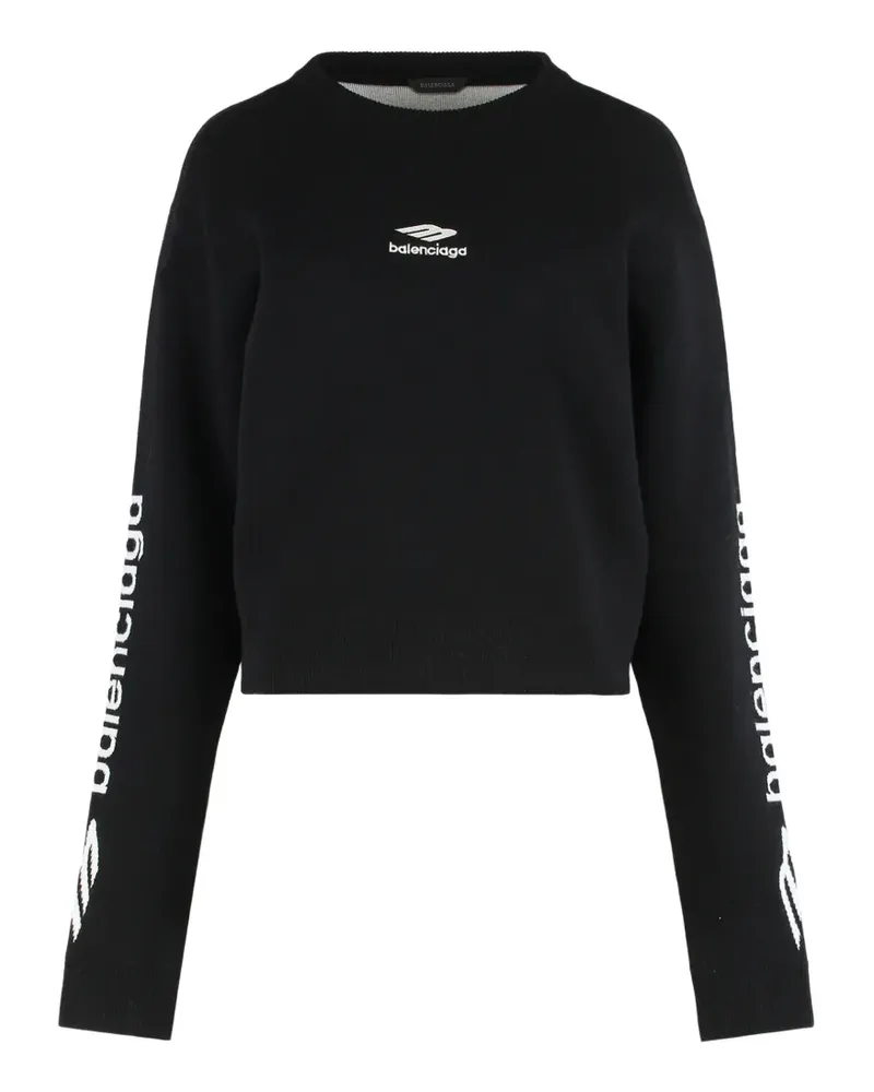 Balenciaga 3B Sports Icon cropped crew-neck sweater - Schwarz Schwarz