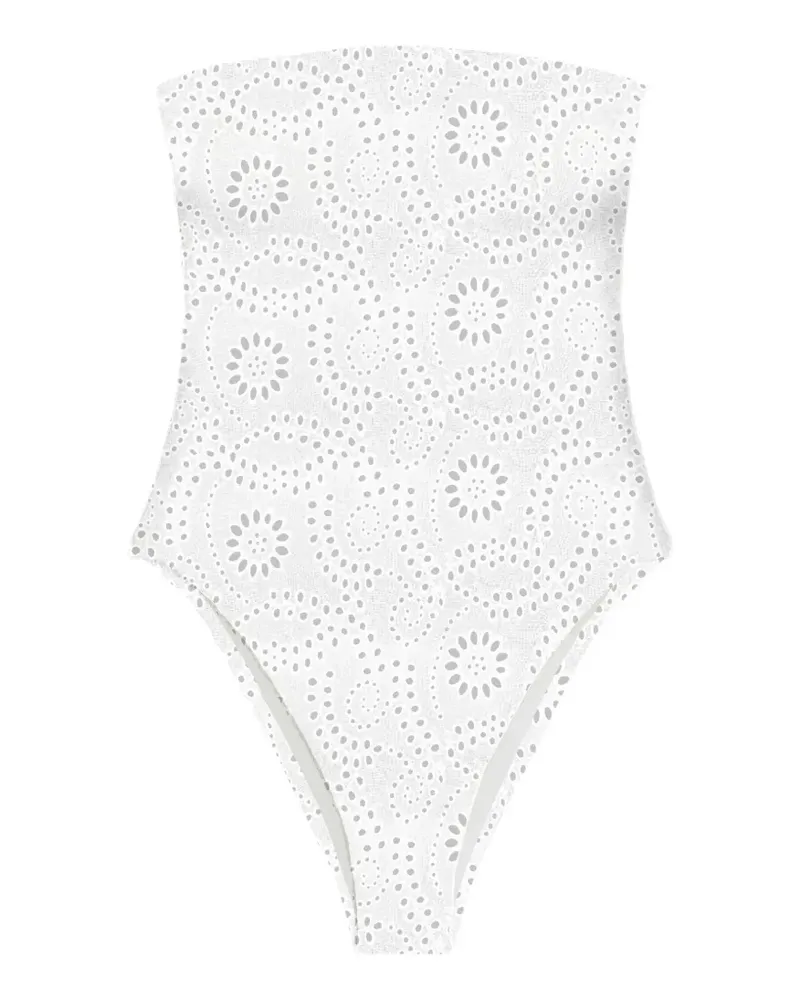 MC2 Saint Barth broderie-anglaise bandeau swimsuit - Weiß Weiß
