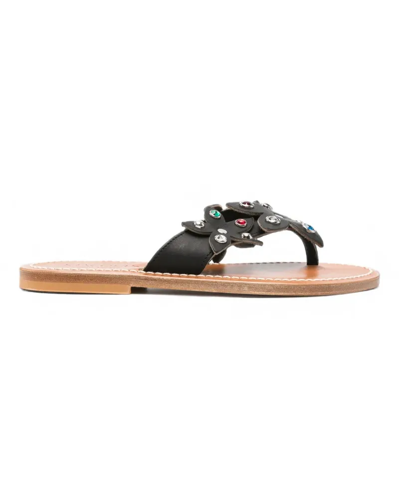 K.Jacques  Kristallverzierte Caravelle Sandalen - Schwarz Schwarz