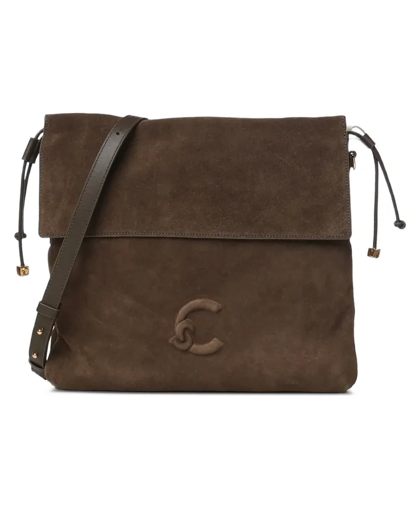 Coccinelle Schultertasche mit Logo-Patch - Braun Braun