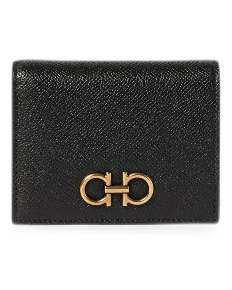 Ferragamo Gancini grained leather wallet - Schwarz Schwarz