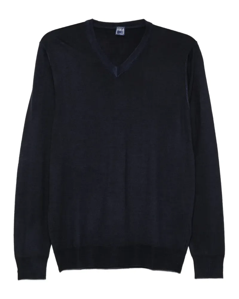 Fedeli Pullover mit V-Ausschnitt - Blau Blau