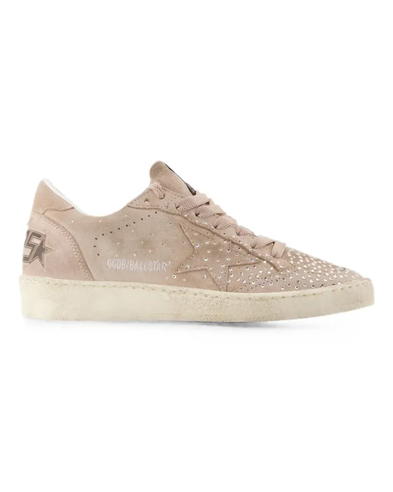 Golden Goose Ball Star crystal-embellished suede sneakers - Nude Nude