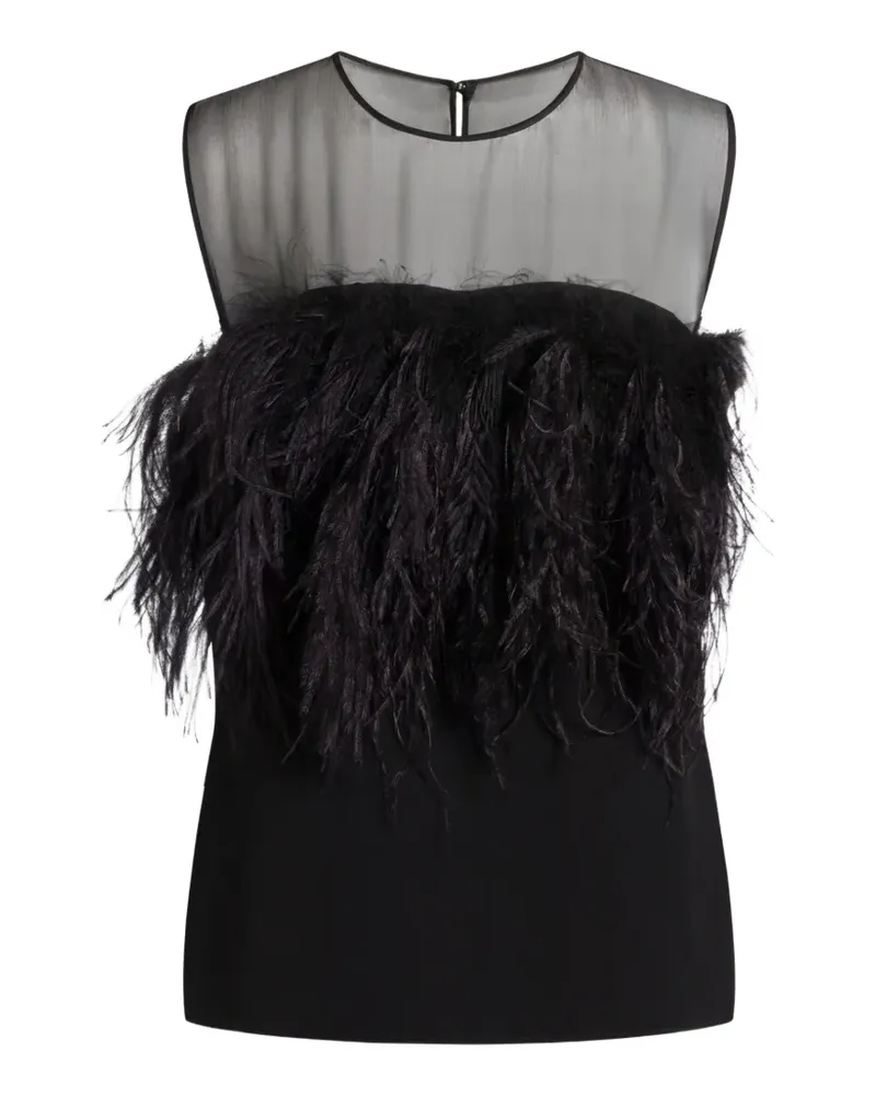 Alberta Ferretti Mesh-Bluse mit Federdetail - Schwarz Schwarz