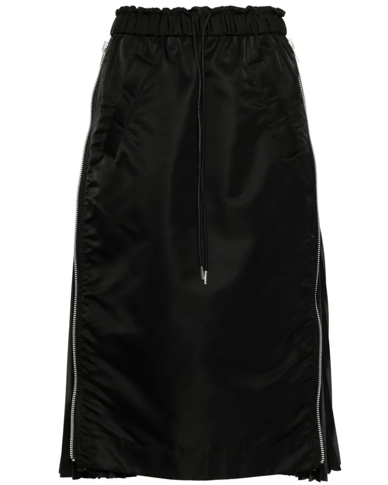 Sacai Texturierter Midirock - Schwarz Schwarz