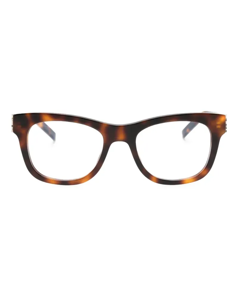Saint Laurent Brille mit eckigem Logo - Braun Braun