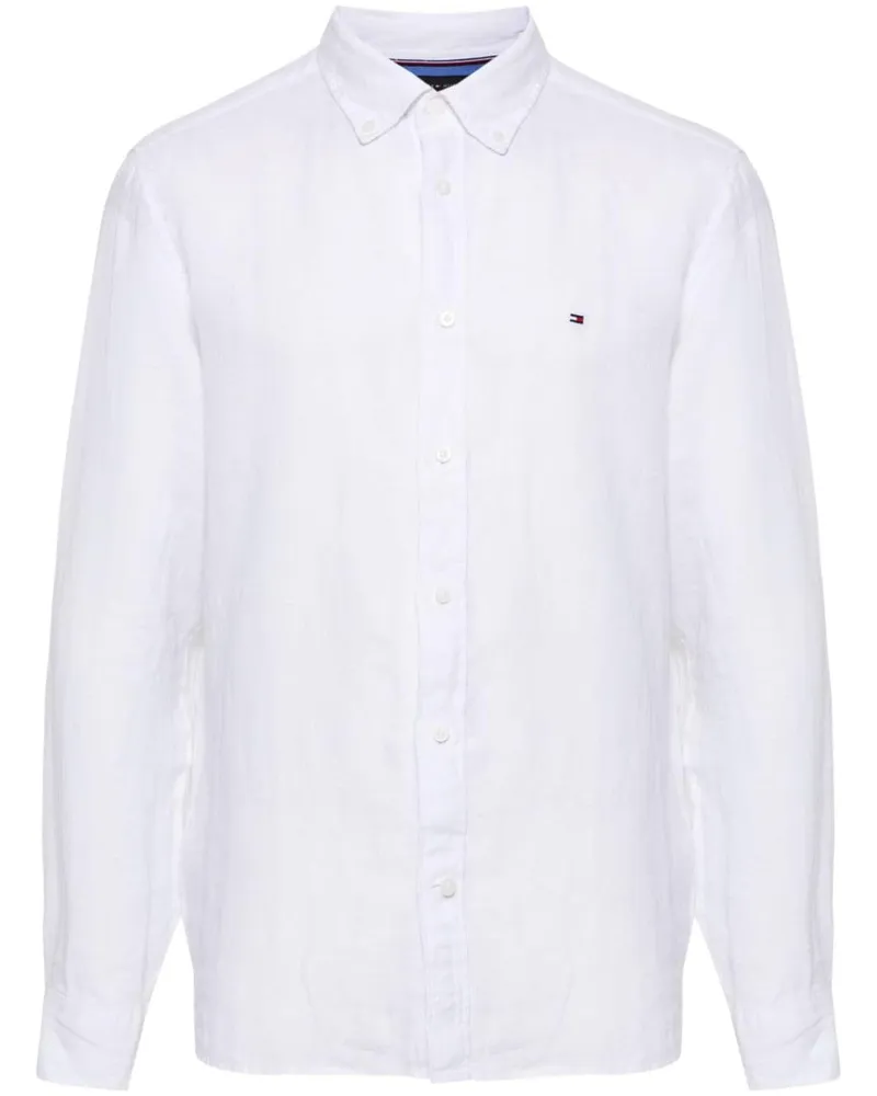 Tommy Hilfiger Gefärbtes Leinenhemd - Weiß Weiß