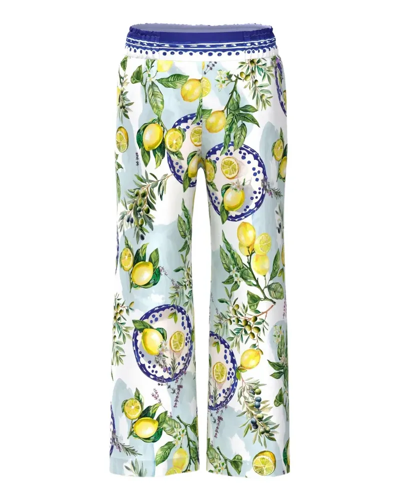 Marc Cain Washington lemon-print palazzo pants - Weiß Weiß