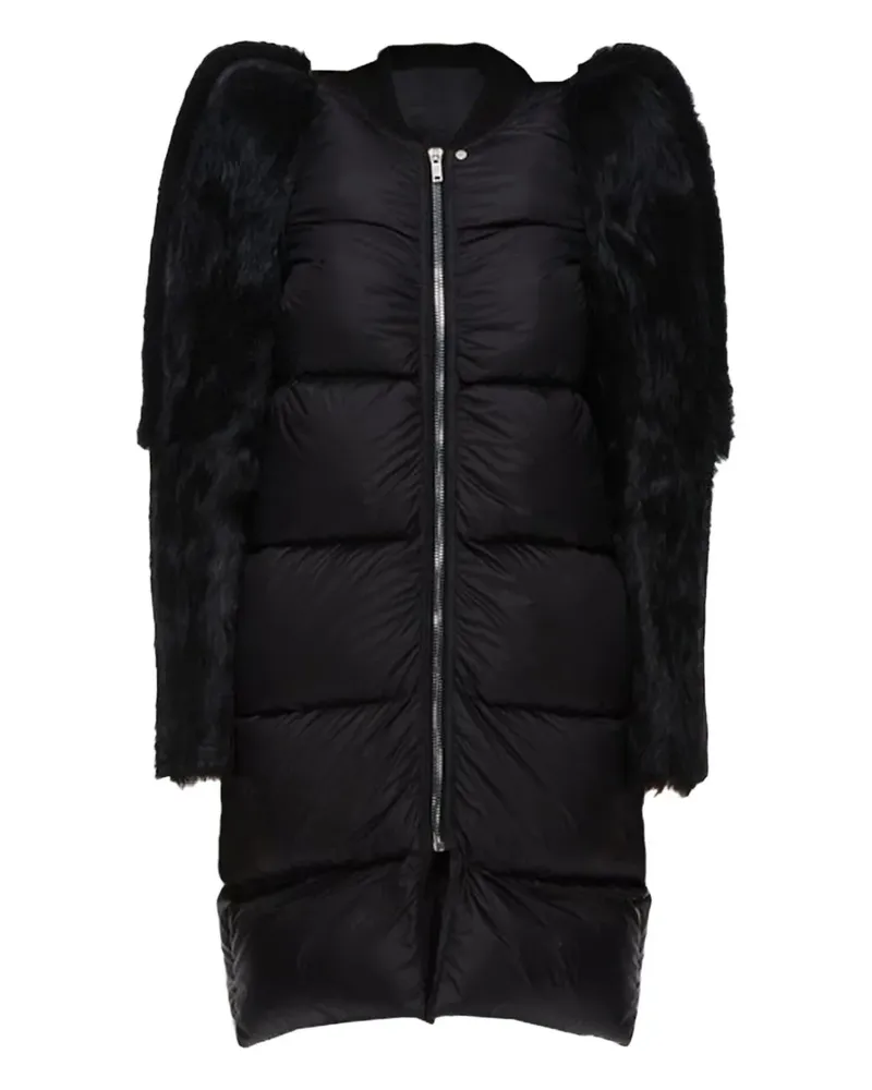 Rick Owens Gesteppter Mantel mit Pelzbesatz - Schwarz Schwarz