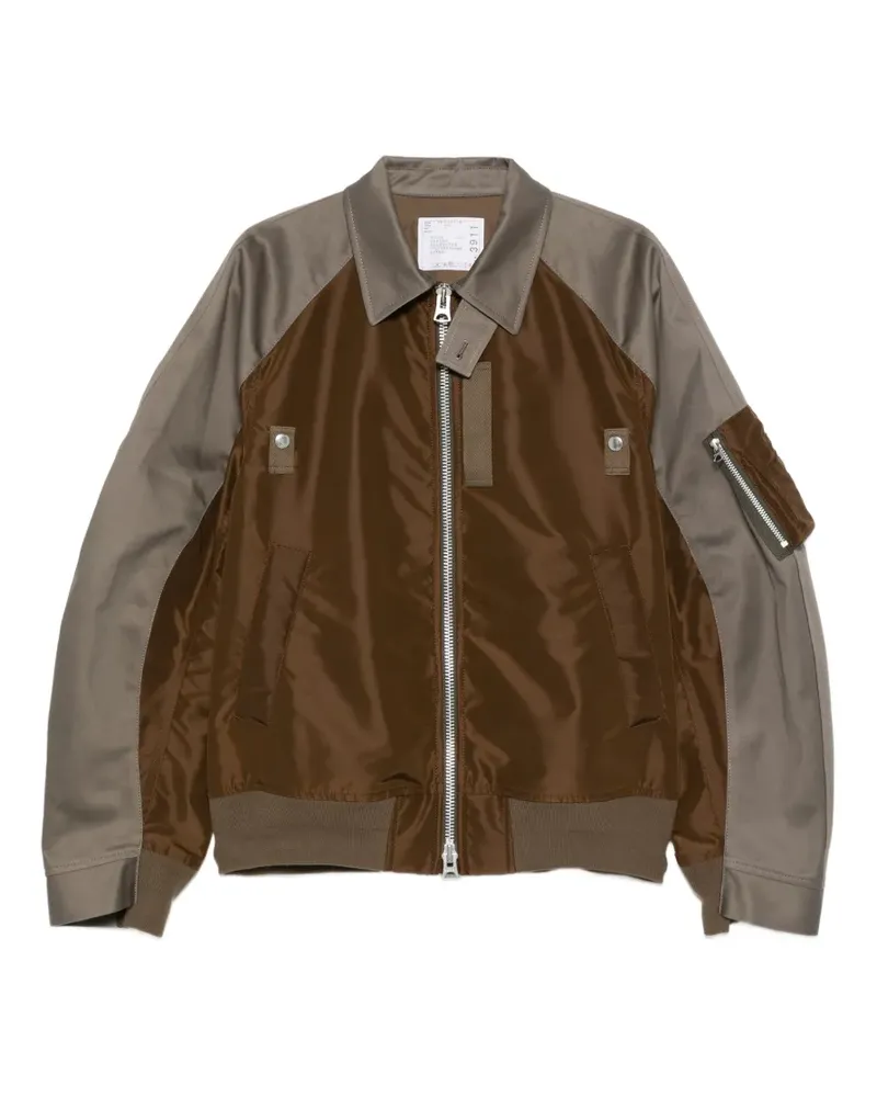 Sacai Jacke mit Kontrasteinsatz - Braun Braun
