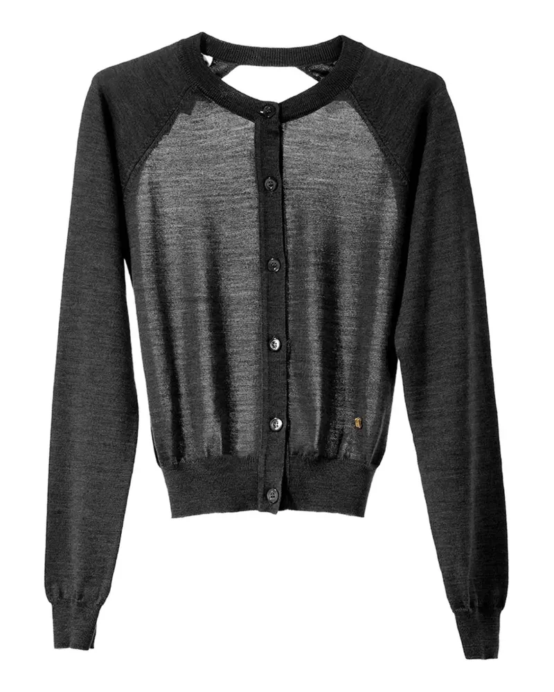 Moschino Rückenfreier Cardigan mit Logo-Schild - Schwarz Schwarz