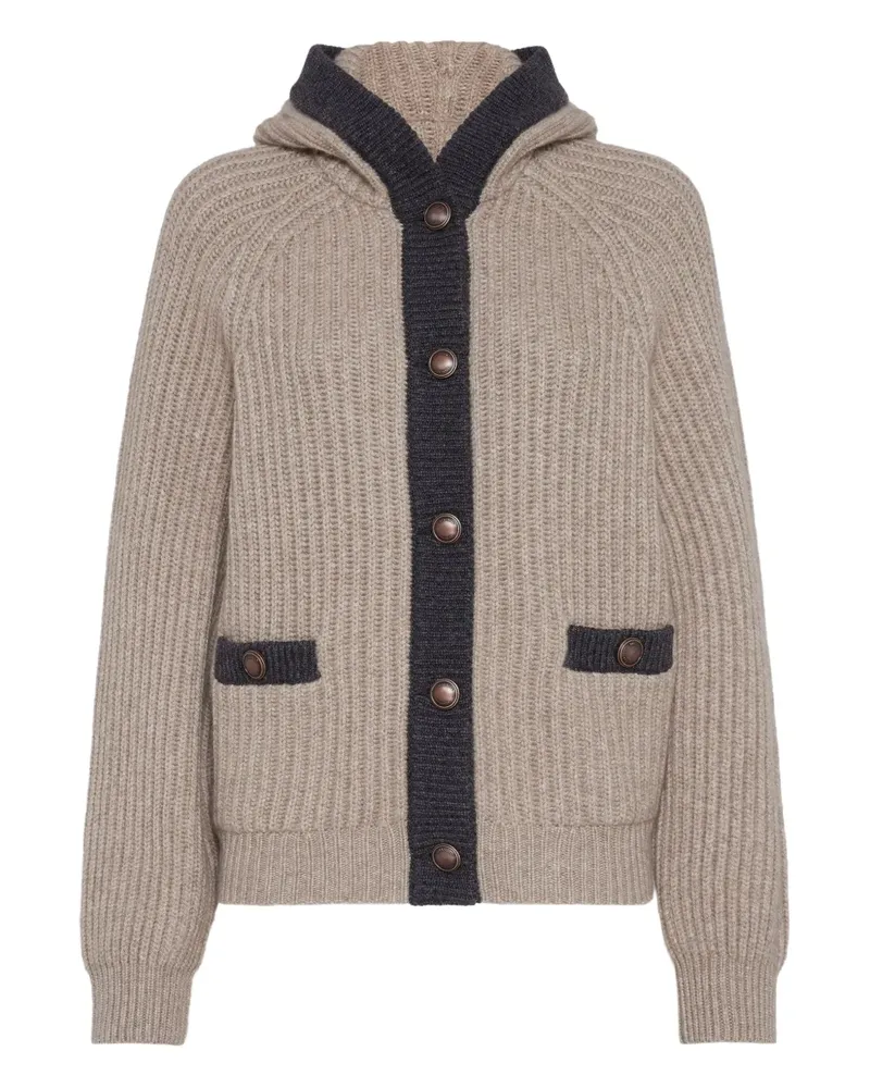 Brunello Cucinelli Cardigan aus Kaschmir mit Federgarn - Nude Nude
