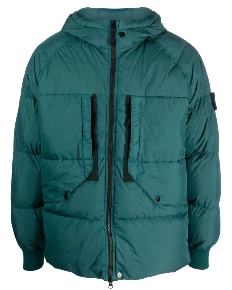 Stone Island Gefütterte Jacke mit Kompass-Patch - Blau Blau