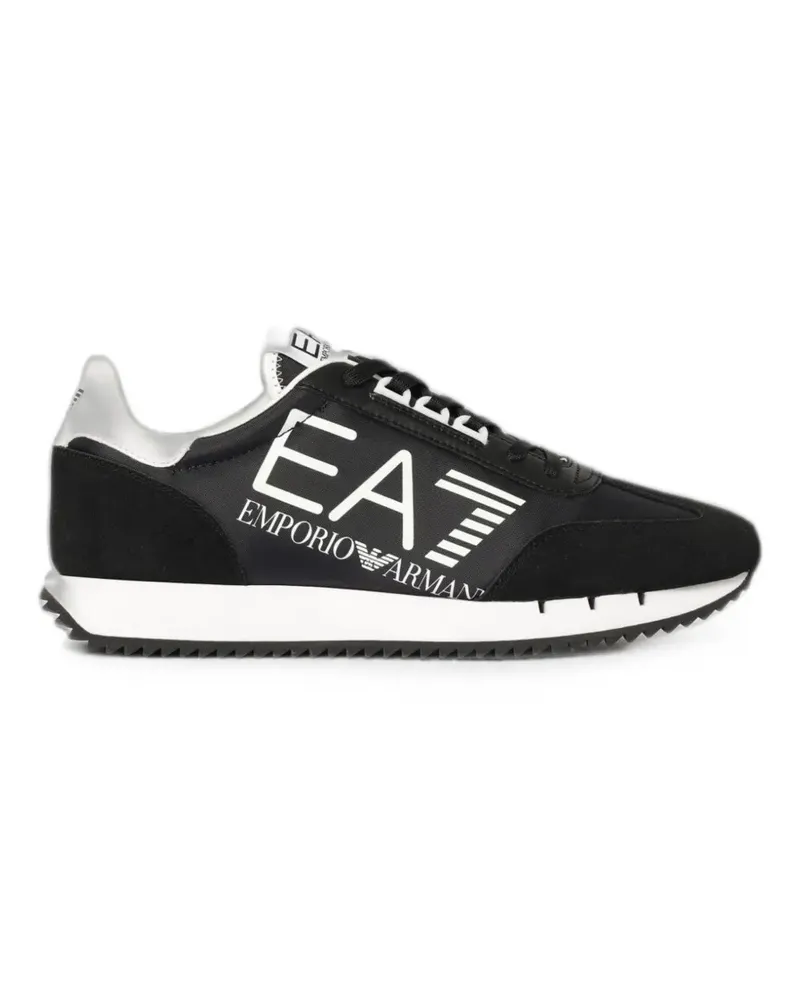 EA7 logo-print panelled sneakers - Schwarz Schwarz