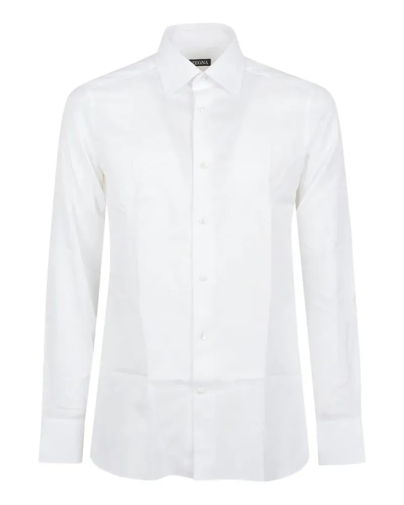 Ermenegildo Zegna piqué-weave long-sleeve shirt - Weiß Weiß