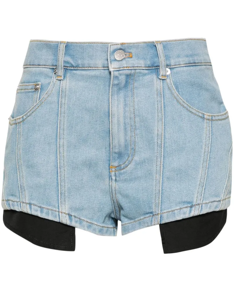 Thierry Mugler Jeans-Shorts mit Einsätzen Blau