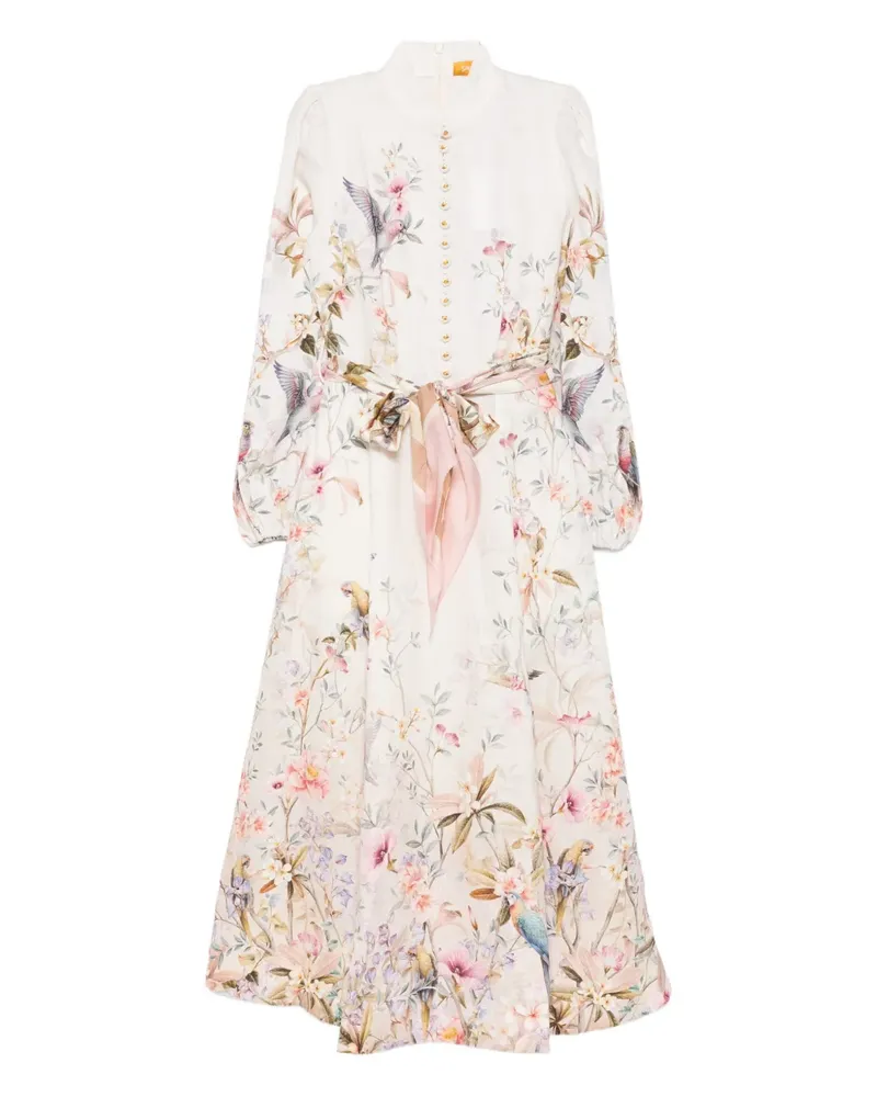 Zimmermann Rebellion button floral-print midi dress - Nude Nude