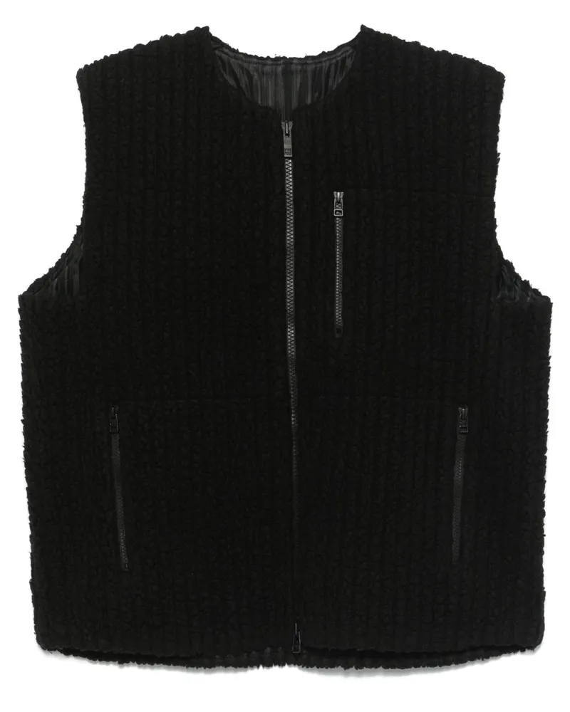 Issey Miyake Fleeceweste mit Falten - Schwarz Schwarz
