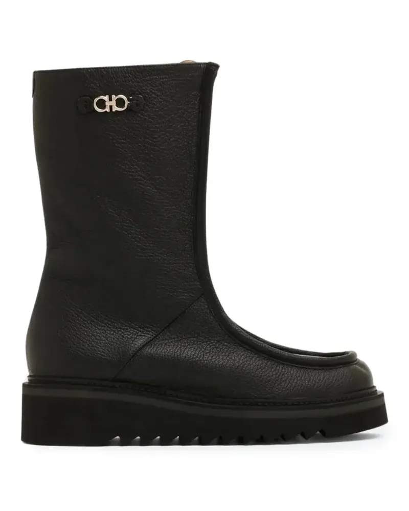 Ferragamo Eurialo Stiefel mit Logo-Schild - Schwarz Schwarz