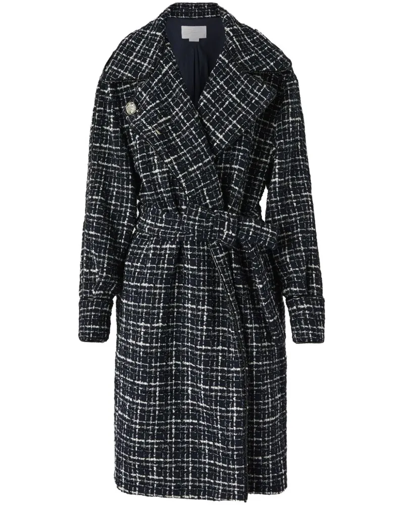 Genny Doppelreihiger Tweed-Mantel - Schwarz Schwarz