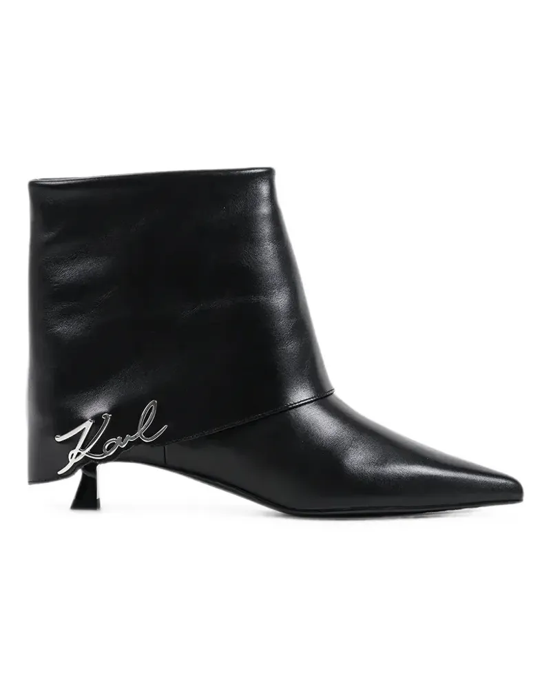 Karl Lagerfeld logo-plaque pointed-toe ankle boots - Schwarz Schwarz