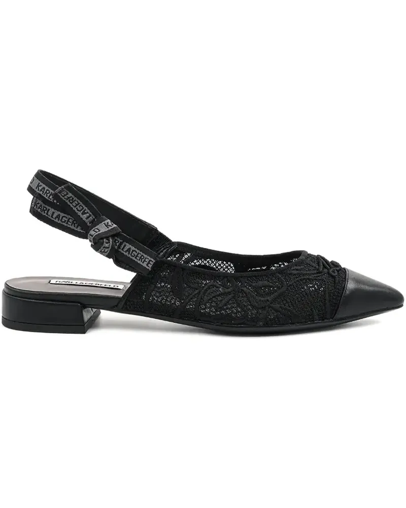 Karl Lagerfeld Flache Pumps mit Spitzenbesatz - Schwarz Schwarz