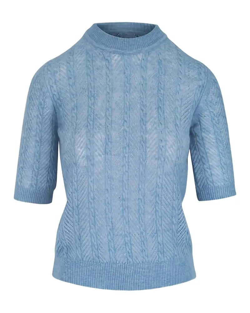 Veronica Beard Shana cable-knit short-sleeve T-shirt - Blau Blau